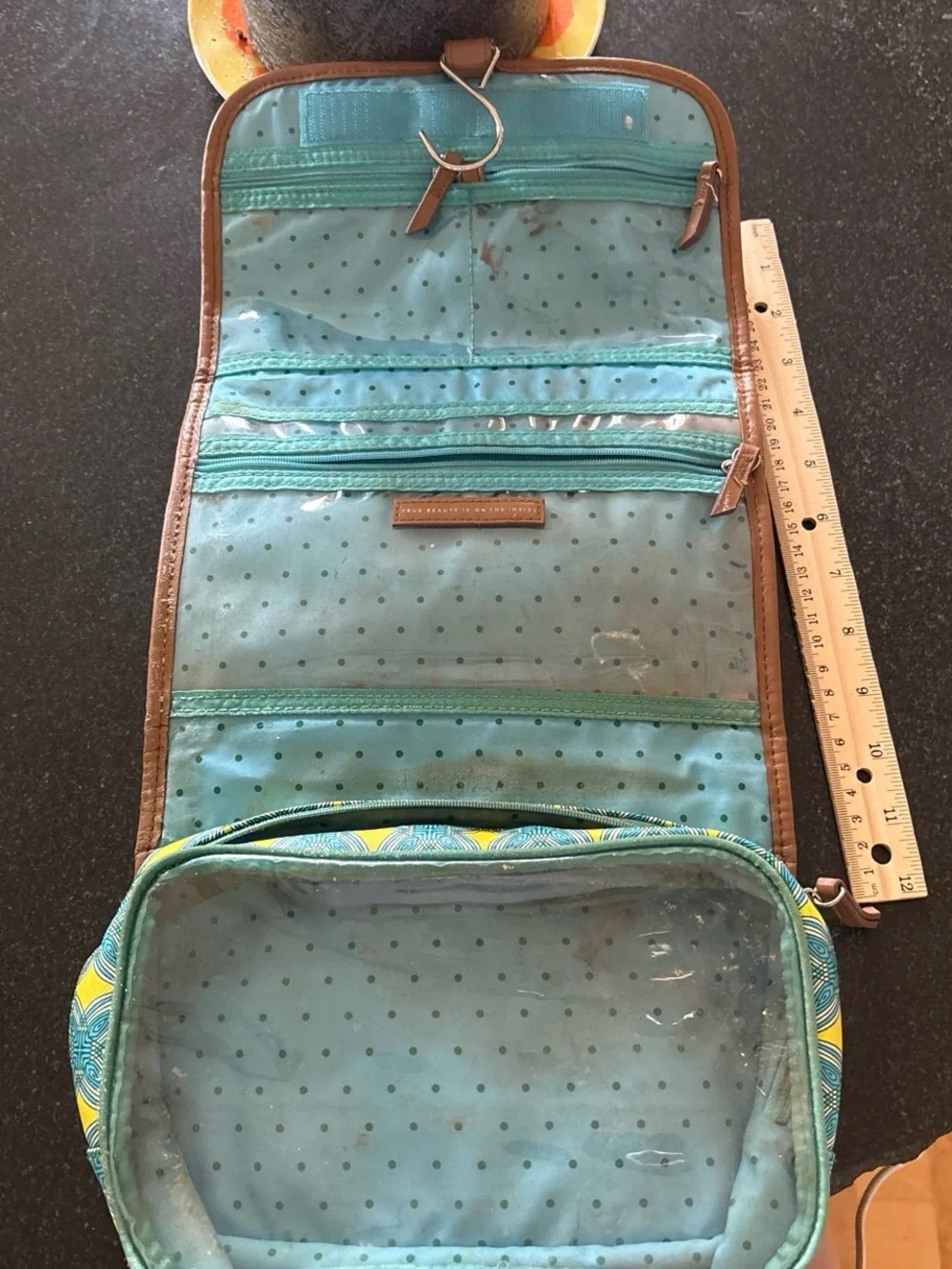 Stella & Dot Yellow and Teal Travel Jewelry Case